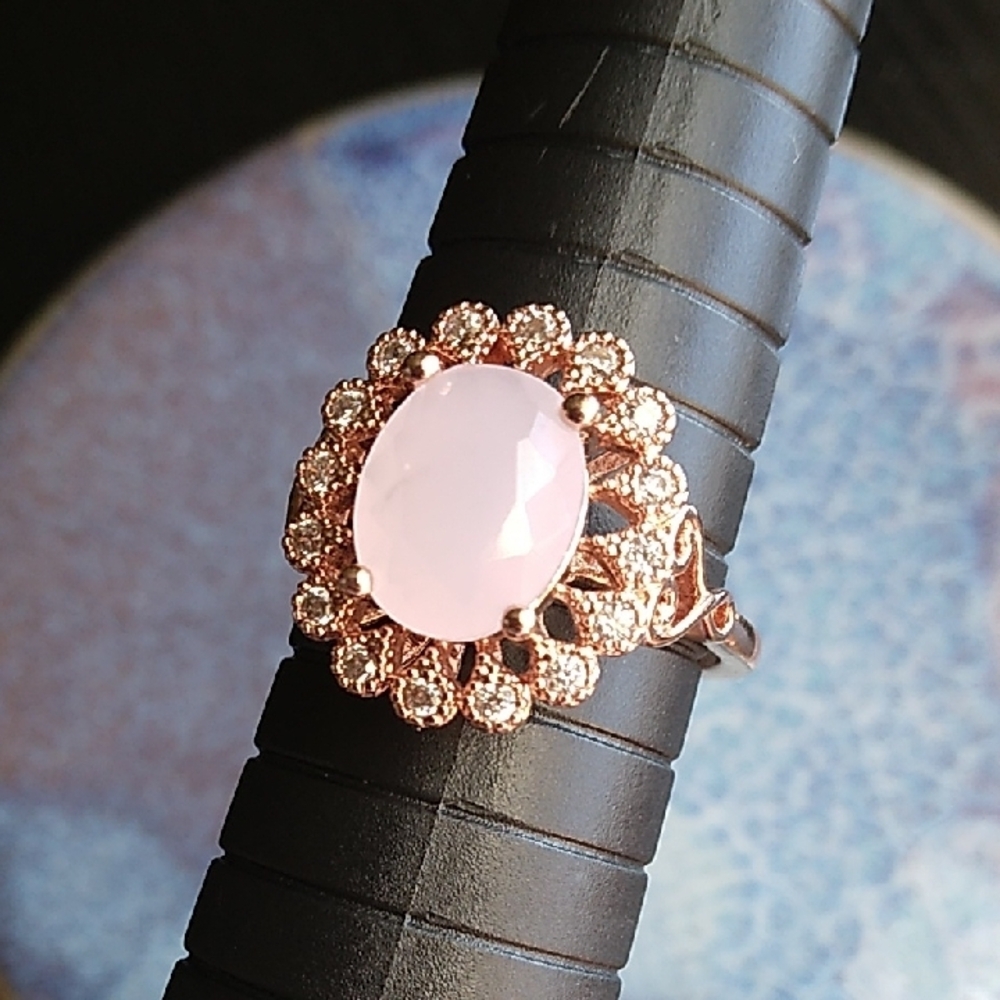 Rose Gold and Pink Gemstone Ring - Picture 6 of 7